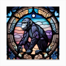 Monkey chimpanzee stained glass soothing pastels Canvas Print