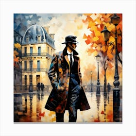Abstract Puzzle Art French man in Paris Canvas Print