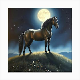 Horse In The Moonlight 26 Canvas Print