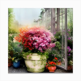 Watercolor Greenhouse Flowers 40 Canvas Print