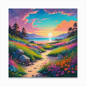 Sunset In The Meadow 5 Canvas Print