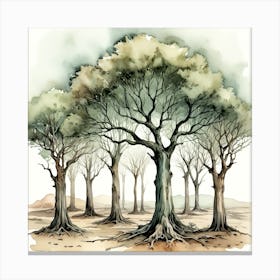 Watercolor Trees Canvas Print