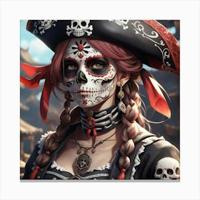 Sugar skull pirate Canvas Print