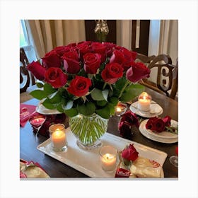 Valentine'S Day Table Setting 2 Canvas Print