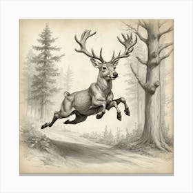 Deer In Flight Canvas Print