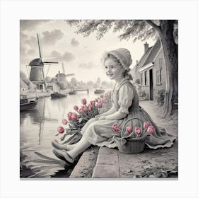 A Charming Pencil Sketch With Soft Watercolor Deta Canvas Print