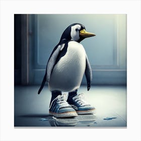 Penguin In Sneakers Canvas Print
