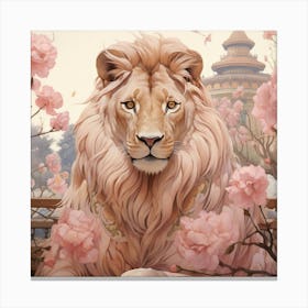 Lion 3 Pink Jungle Animal Portrait Canvas Print
