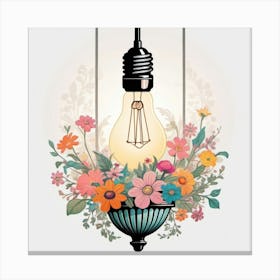 Light Bulb With Flowers 2 Canvas Print