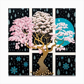 Sakura Tree In The Rain Canvas Print