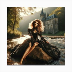 Beautiful Woman In A Castle Canvas Print