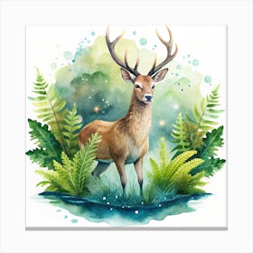 Deer In The Forest Canvas Print