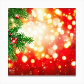 A Festive Greeting Card Photo Design Featuring A Sparkling Gold Framed Tree Branch Captured In Vivi (1) Canvas Print