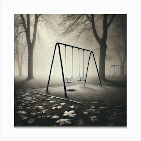 Abandoned Swing Set Wall Art: A Melancholic Scene of Nostalgia and Solitude for Thoughtful Decor Print Art Canvas Print