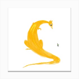 Sunshine Dragon With Mouse Square Canvas Print