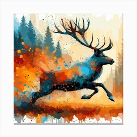 Reindeer On The Move 1 Drip Style Artwork Vector Version In Raster Format Canvas Print