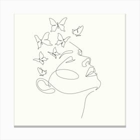 Butterfly In The Head Canvas Print