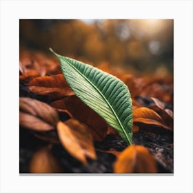 Autumn Leaf On The Ground Canvas Print