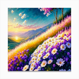 Daisies At Sunset Canvas Print