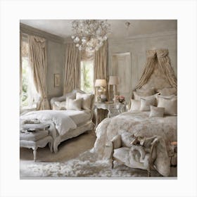 Bedroom With A Chandelier Canvas Print