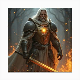 A Warrior With Enchanted Armor Glowing In Battle 1 Canvas Print