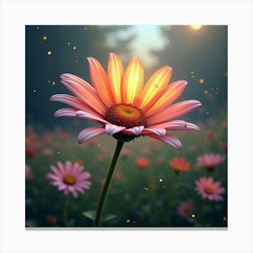 A Radiant Daisy With Petals Like Stained Glass In A Dreamlike Meadow 1 Canvas Print