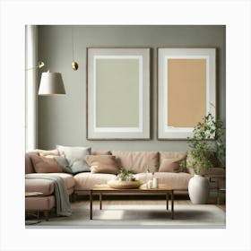 Living Room Wall 3 Tables Frame Mock Up Realistic (3) Canvas Print