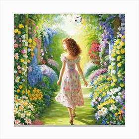 Girl In A Garden 17 Canvas Print