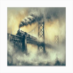 Train Crossing The Bay Bridge Canvas Print