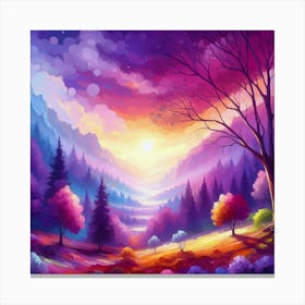 Sunset In The Forest 64 Canvas Print