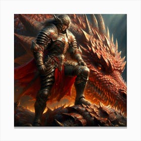 Knight And Dragon Canvas Print