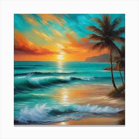 Sunset At The Beach 753 Canvas Print