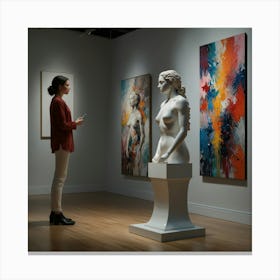 Woman Looking At Art Canvas Print