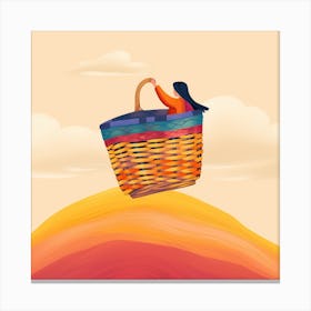 Illustration Of A Woman Carrying A Basket 1 Canvas Print