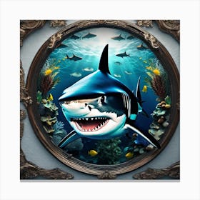 Shark In A Frame Canvas Print