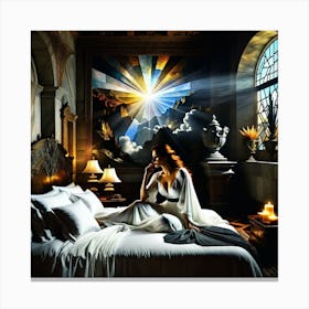 Woman In A Bed Canvas Print