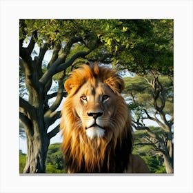 Lion In The Savannah Canvas Print