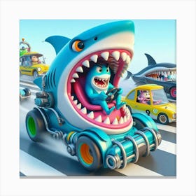 Shark Car Race Canvas Print