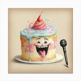 Cake With Microphone Canvas Print