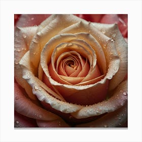 Pink Rose With Water Droplets Canvas Print