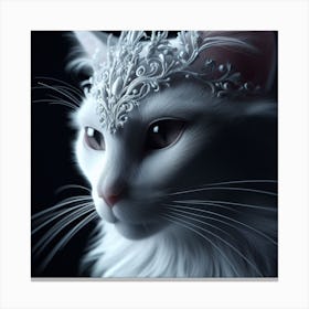 White Cat With A Crown Canvas Print