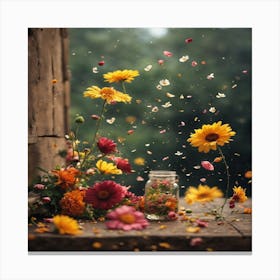 Flowers In A Jar Canvas Print