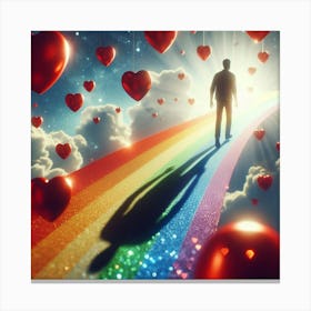 Rainbow Bridge With Hearts Canvas Print