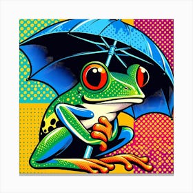 Frog With Umbrella Canvas Print