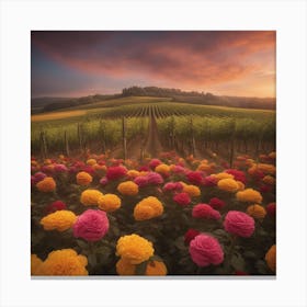 Sunset In The Vineyard 3 Canvas Print