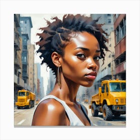 Afro Girl In The City Canvas Print