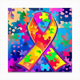 Autism Awareness Ribbon Canvas Print