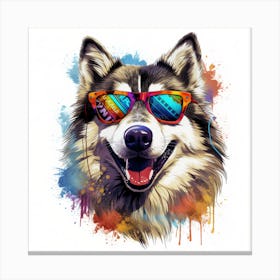 Husky Dog In Sunglasses Canvas Print