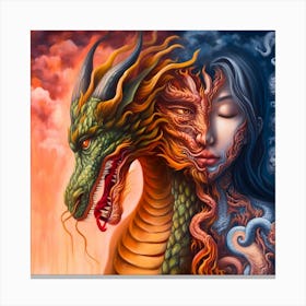Half Human Half Dragon Canvas Print