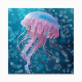 Pink and Blue Glitter Jellyfish Canvas Print